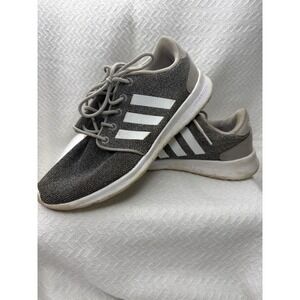 Adidas Cloudfoam Gray White Stripe Lightweight‎ Running Shoes Womens 7.5